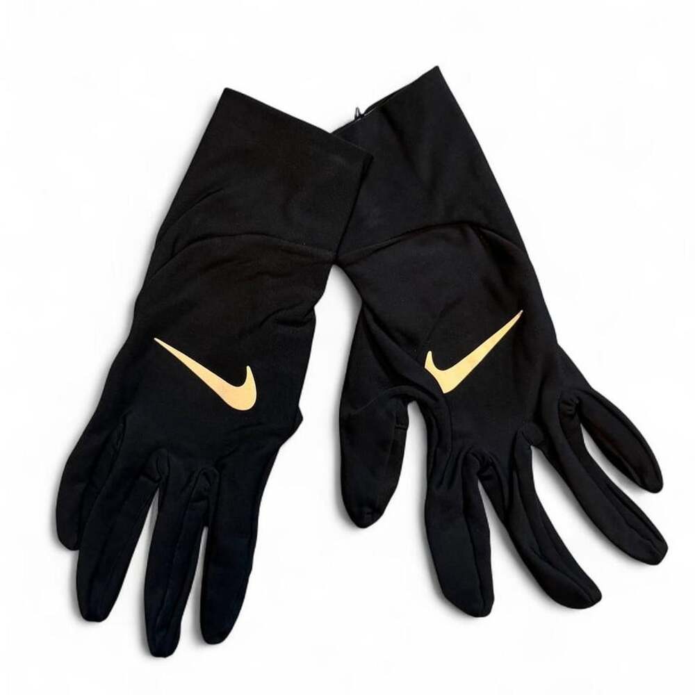 Nike women’s pacer lightweight gloves in black with silver logo size large brand